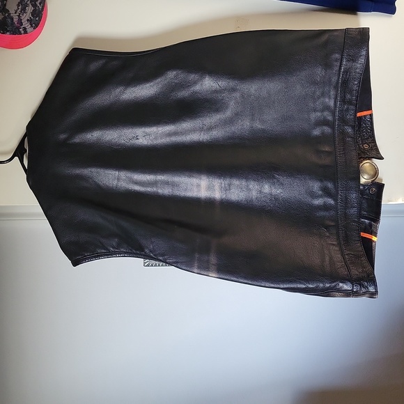 Black leather biker vest, gun pocket - Picture 3 of 5